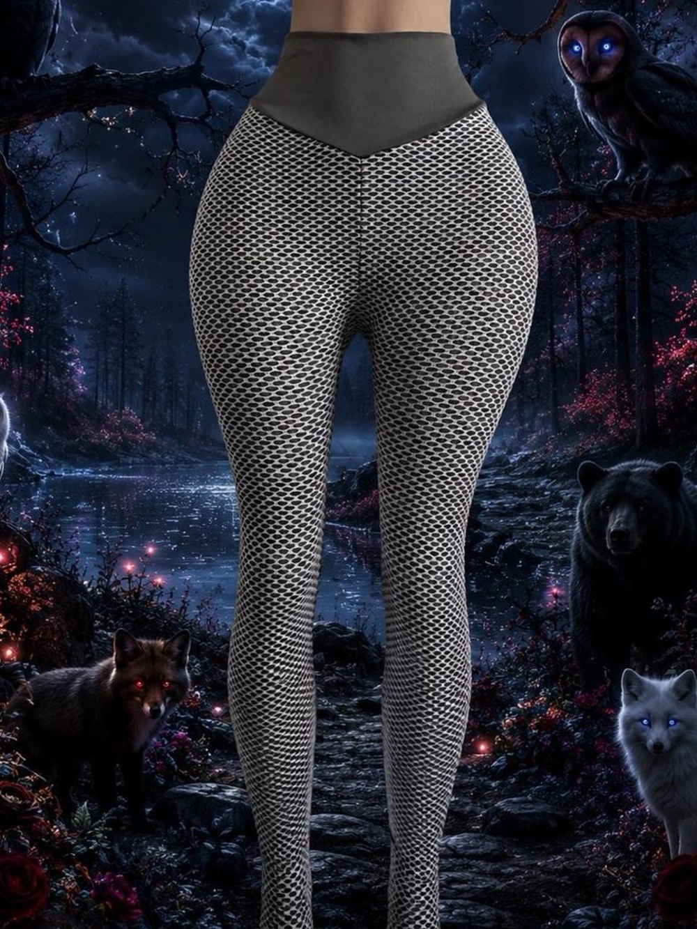 High-Waist Textured Grey Leggings